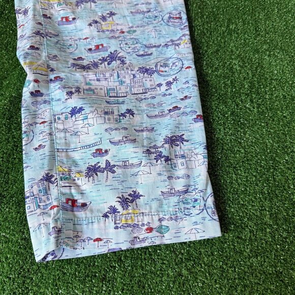 Talbots Flat Front The Weekend Chino Santorini Print Blue Casual Pants Size 12 - Picture 4 of 14